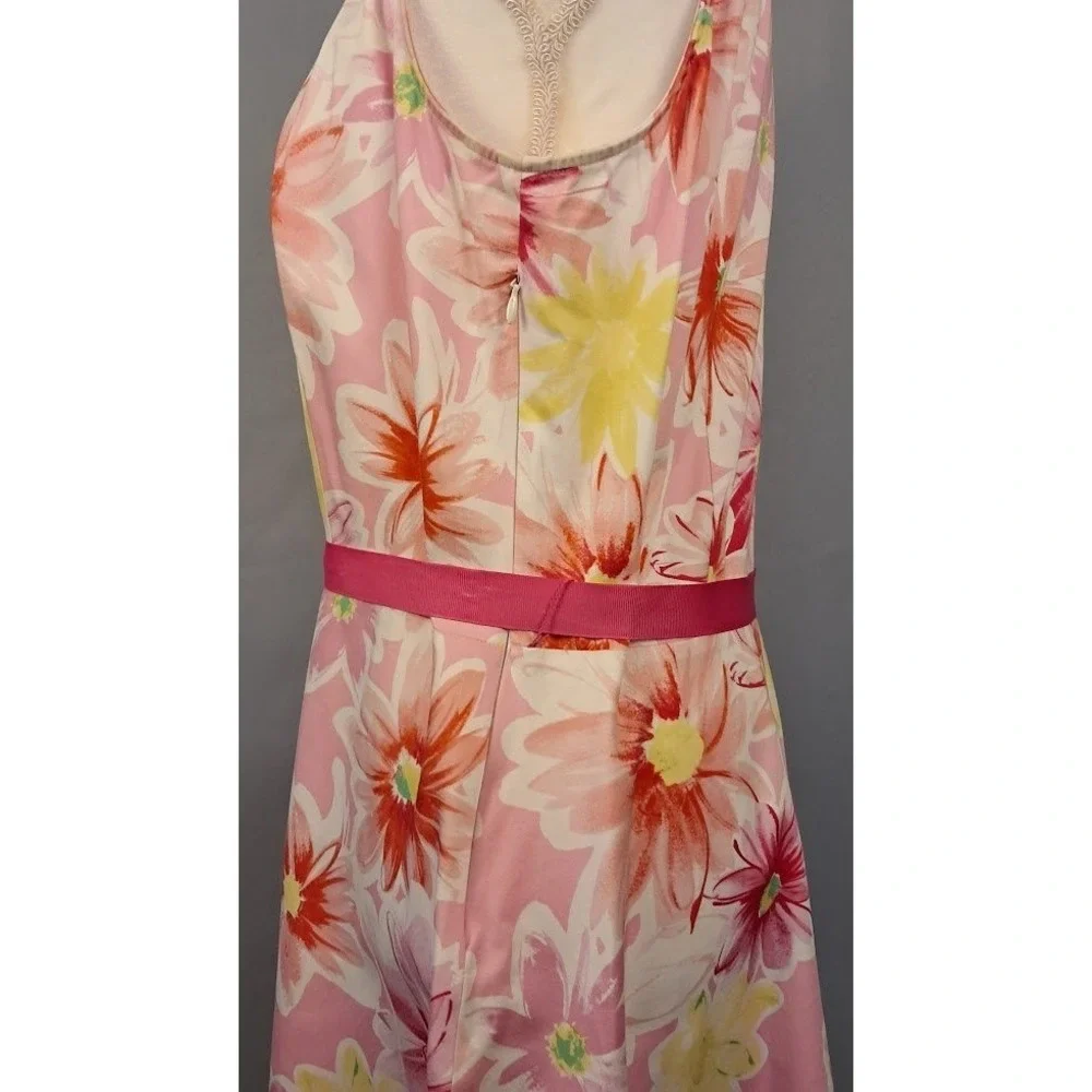 Vintage 90s SCARLETT 14‎ Floral Sleeveless Shirt Dress Pink Yellow Cottagecore